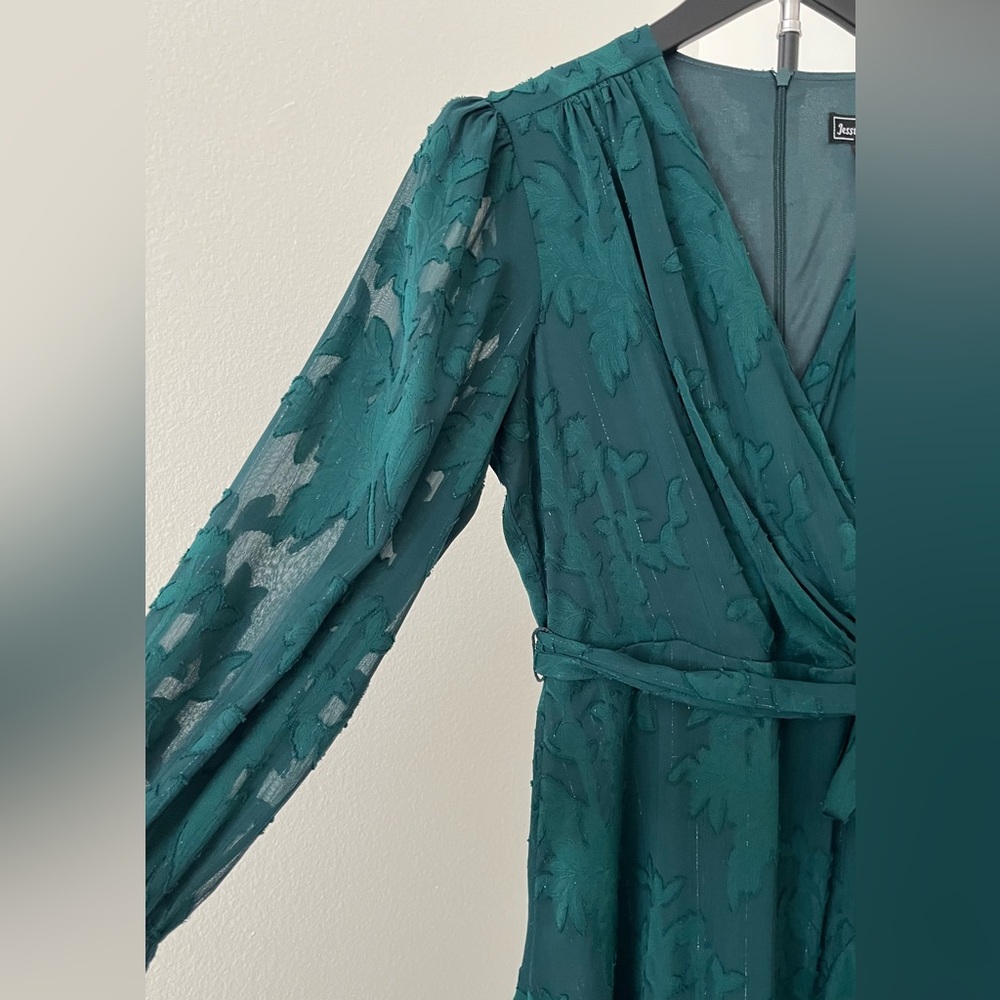*HOLIDAY* Jessica Howard Long Sleeve Emerald Green Dress (Sz 4P) - Picture 5 of 16